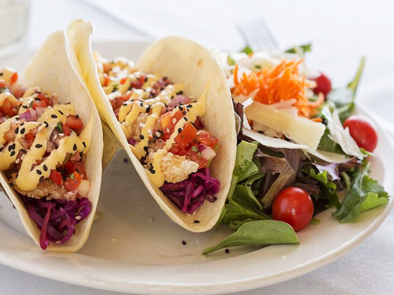 Tacos with mixed greens - Prepared by Robin’s Nest Mount Holly