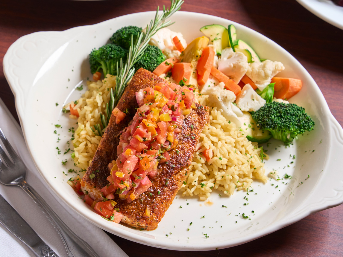 Salmon with rice and vegetables - Prepared by Robin’s Nest Mount Holly